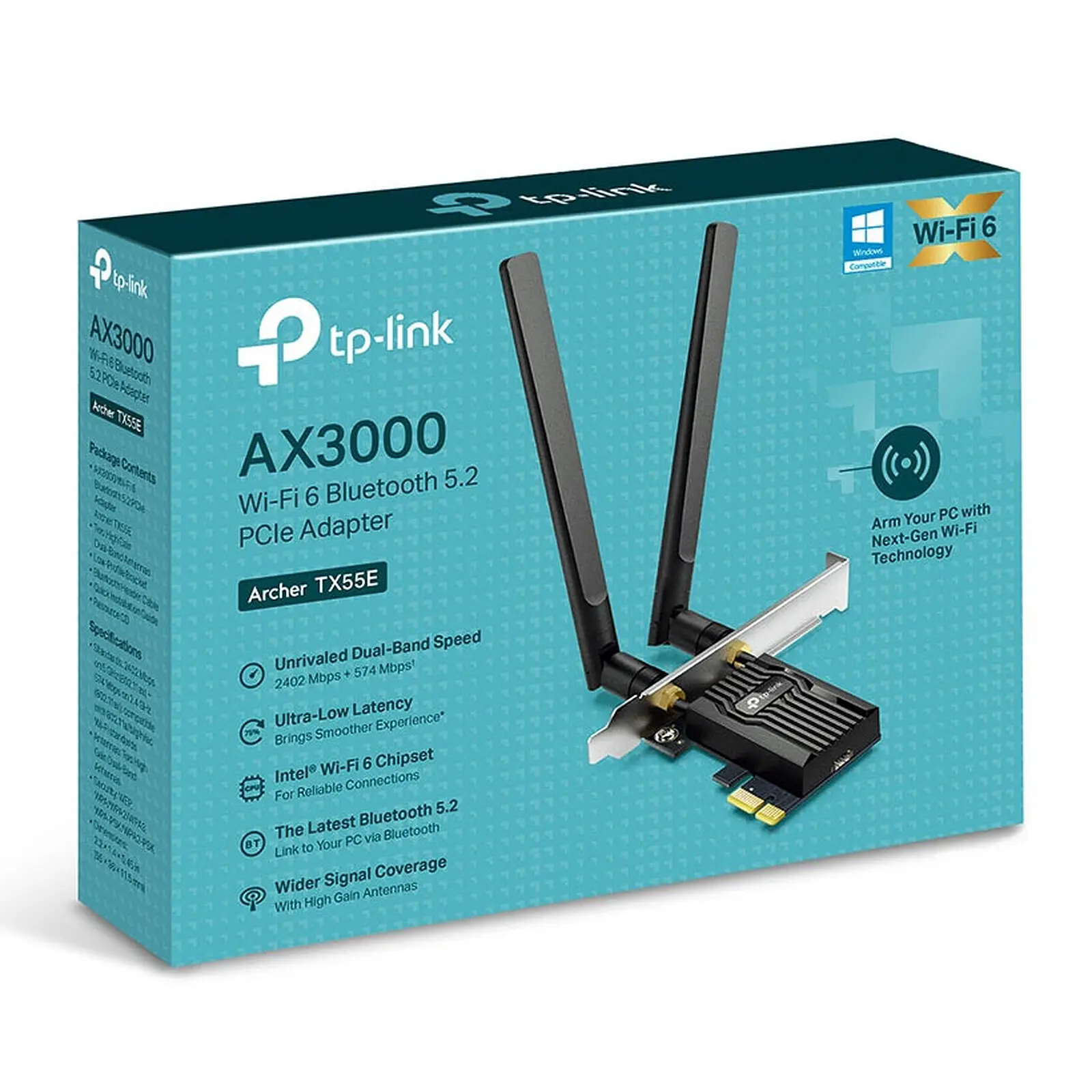 CARTE RESEAU WIFI 6 AX3000 BLUETOOTH 5.2 TP-LINK ARCHER TX55E